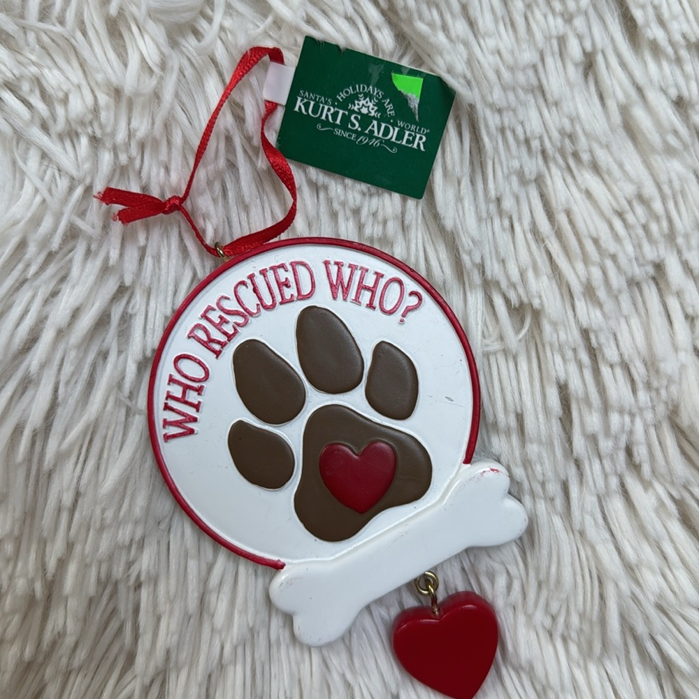 🎉HP🎉 Kurt S. Adler Rescue Dog Ornaments Set 2 💗 White & Red - Picture 5 of 12